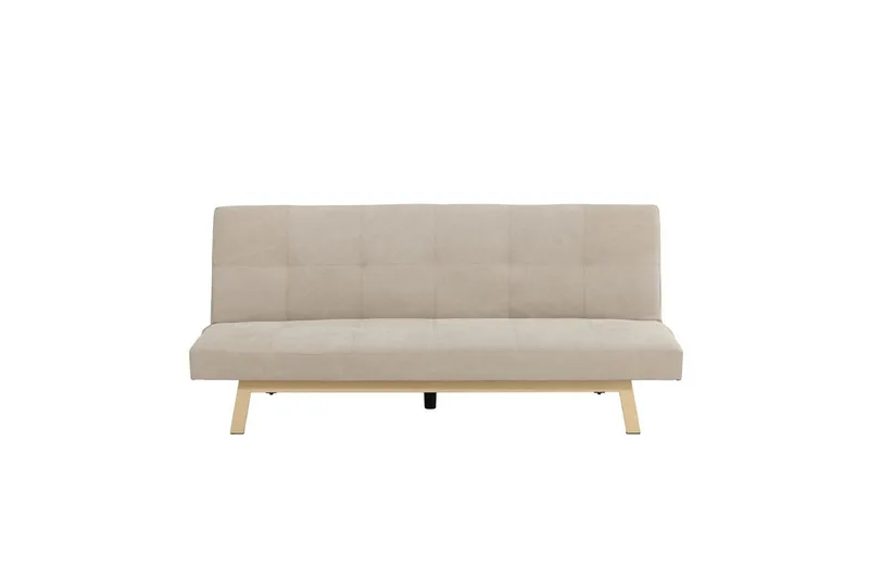 Bodil 2-seter Komfortabel Knappet Sovesofa i Stoff med Trebein - Beige - Møbler - Sofaer - Sovesofaer