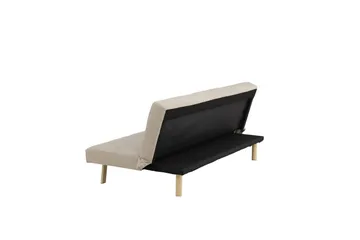 Bodil 2-seter Komfortabel Knappet Sovesofa i Stoff med Trebein - Beige - Møbler - Sofaer - Sovesofaer