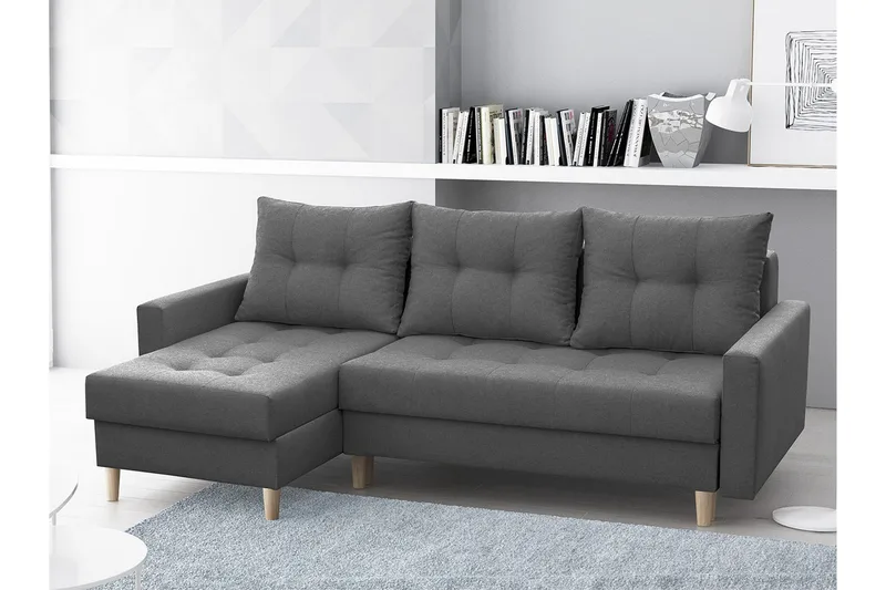 Bodo Divansovesofa 222x140x90 cm - Mørkegrå - Møbler - Sofaer - Sovesofaer