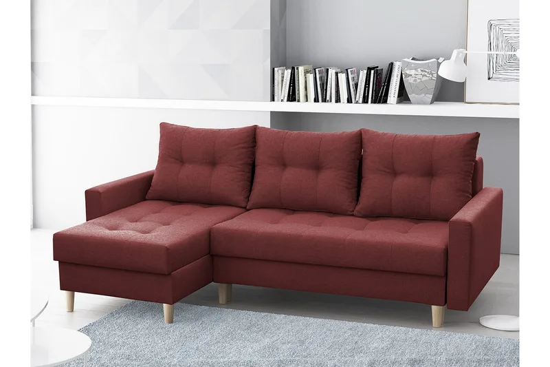 Bodo Divansovesofa 222x140x90 cm - Rød - Møbler - Sofaer - Sovesofaer