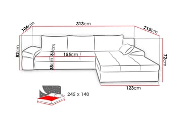 Bono Divansovesofa 313x215x82 cm - Møbler - Sofaer - Sovesofaer