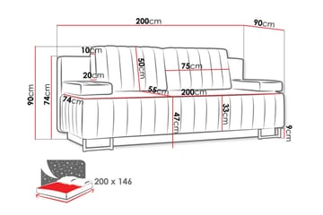 Bonsall 3-seter Sovesofa - Grå - Møbler - Sofaer - Sovesofaer