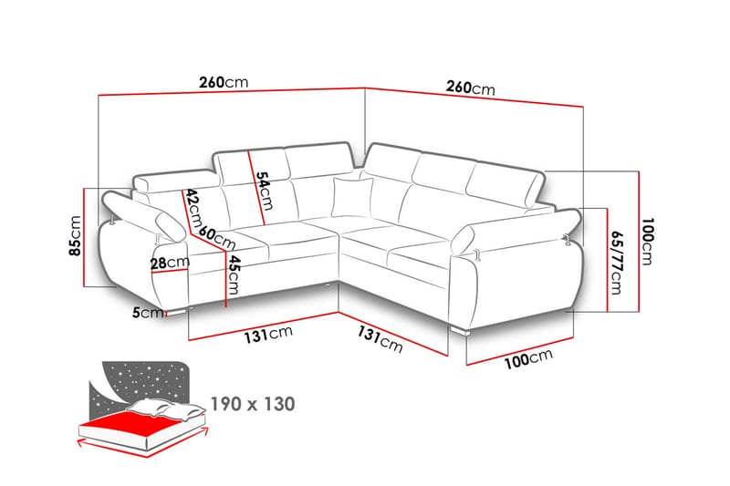 Boston Hjørnesofa - Brun - Sovesofaer - Hjørnesovesofa - Fløyel sofaer