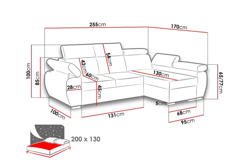 Boston Hjørnesofa Høyre - Brun - Sovesofaer - Sovesofa divan - Fløyel sofaer