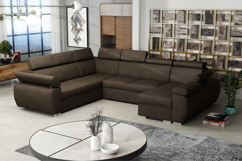 Boston Hjørnesofa Høyre - Brun/Grå - Møbler - Sofaer - Sovesofaer