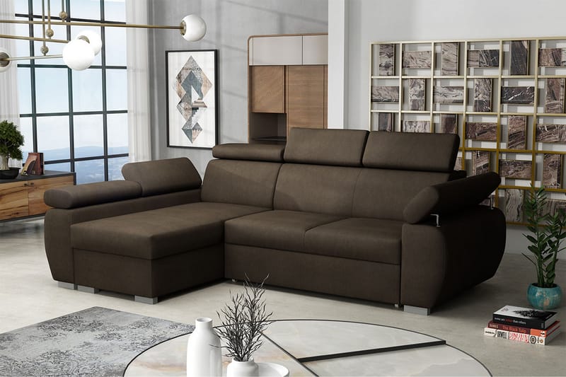 Boston Hjørnesofa Venstre - Brun - Møbler - Sofaer - Sovesofaer