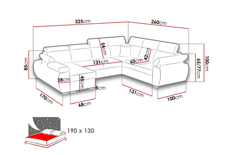 Boston Hjørnesofa Venstre - Brun - Sovesofaer - Hjørnesovesofa - Fløyel sofaer