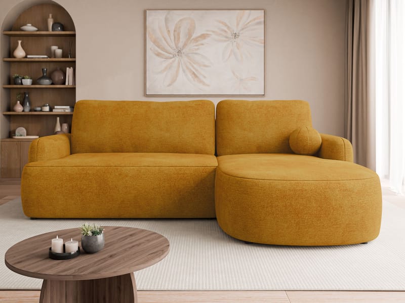 Branrel 3-seters sofa med divan - gul - Møbler - Sofaer - Sovesofaer
