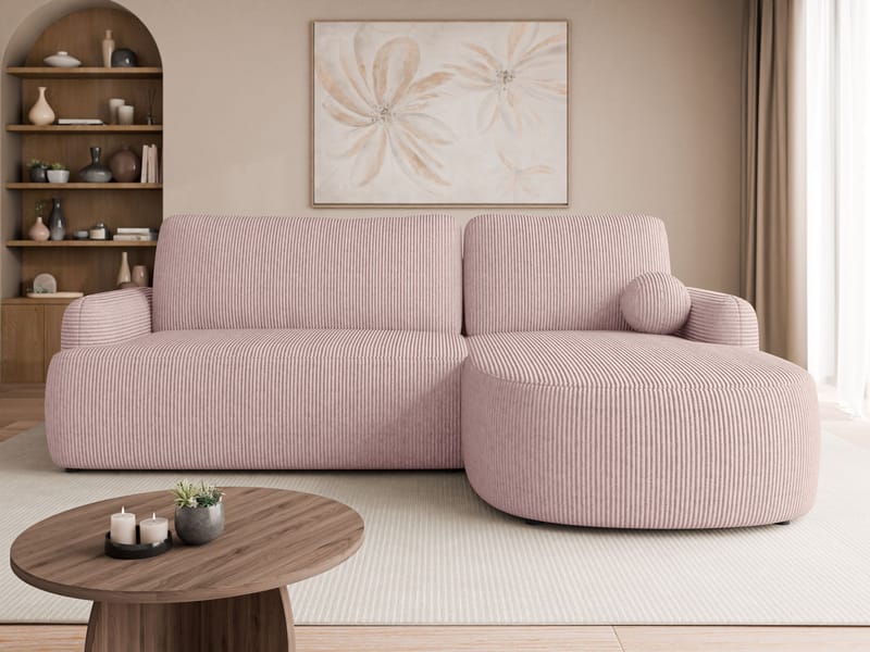 Branrel 3-seters sofa med divan - rosa - Møbler - Sofaer - Sovesofaer