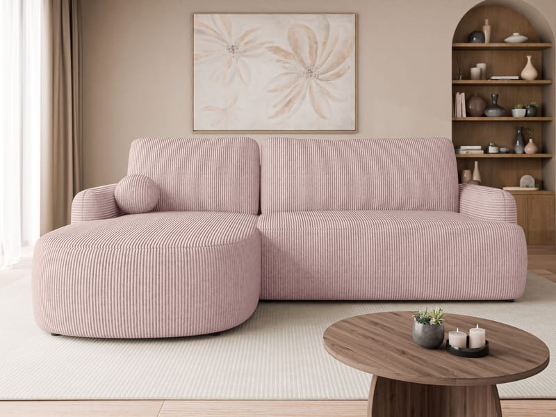 Branrel 3-seters sofa med divan - rosa - Møbler - Sofaer - Sovesofaer