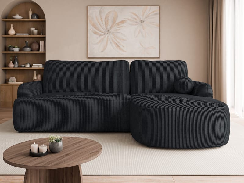 Branrel 3-seters sofa med divan - svart - Møbler - Sofaer - Sovesofaer