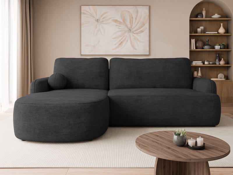Branrel 3-seters sofa med divan - Svart - Møbler - Sofaer - Sovesofaer
