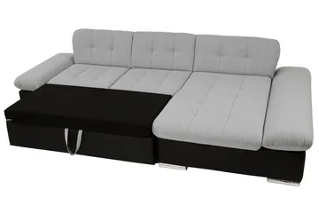 Branstad Hjørnesovesofa Høyrevendt 129x240 cm med Oppbevaring i Fløyel - Grå - Møbler - Sofaer - Sovesofaer