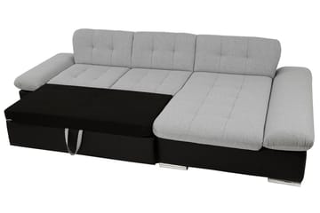 Branstad Hjørnesovesofa Venstrevendt 129x240 cm med Oppbevaring i Fløyel - Grå - Møbler - Sofaer - Sovesofaer