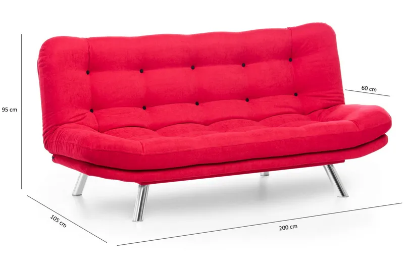 Breana Sovesofa 3-seter - Rød - Møbler - Sofaer - Sovesofaer