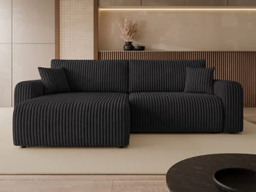 Brenor 3-seters sovesofa med divan, venstrevendt - svart - Møbler - Sofaer - Sovesofaer