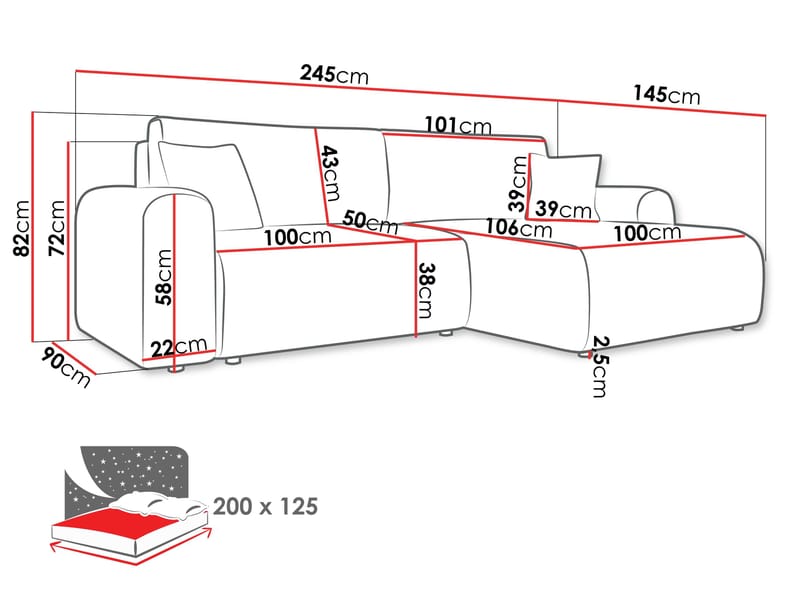 Brenor Sovesofa med sjeselong 3-seter - Mørk grønn - Møbler - Sofaer - Sovesofaer