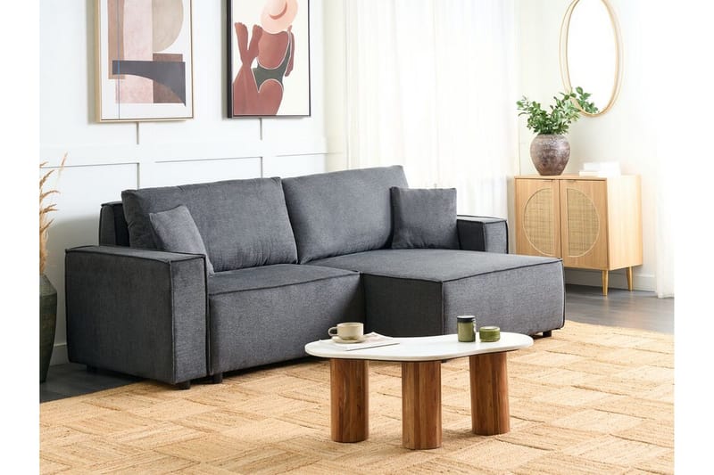 Brian 3-seter Høyrevendt Hjørnesovesofa med Sjeselong i Stoff - Grå - Møbler - Sofaer - Sovesofaer