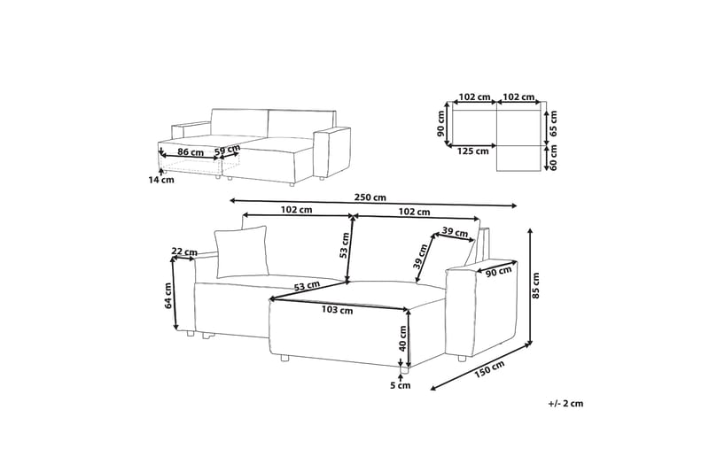 Brian Hjørnesovesofa 3-seter - Mørk grå - Møbler - Sofaer - Sovesofaer