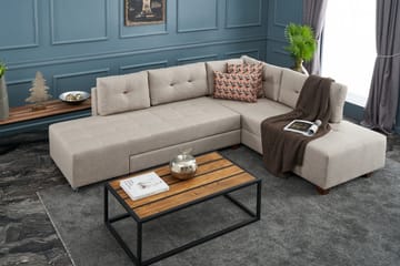 Brunei Sovesofa med Sjeselong Høyre - Kremhvit/Svart - Møbler - Sofaer - Sovesofaer
