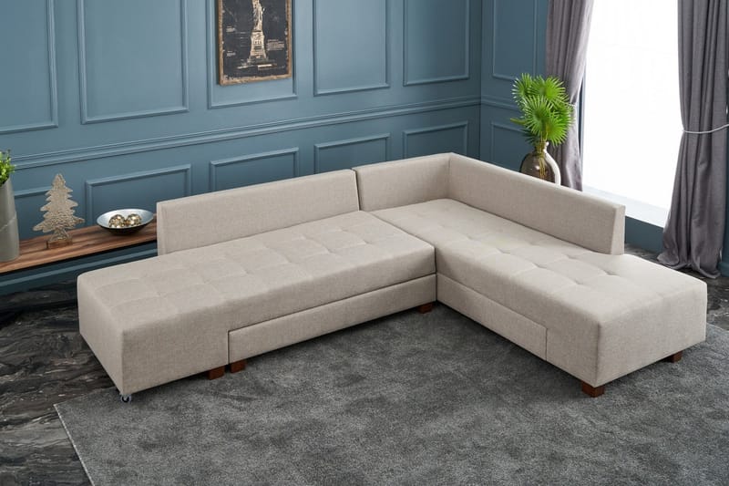 Brunei Sovesofa med Sjeselong Høyre - Kremhvit/Svart - Møbler - Sofaer - Sovesofaer