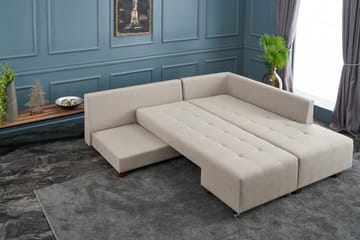 Brunei Sovesofa med Sjeselong Høyre - Kremhvit/Svart - Møbler - Sofaer - Sovesofaer