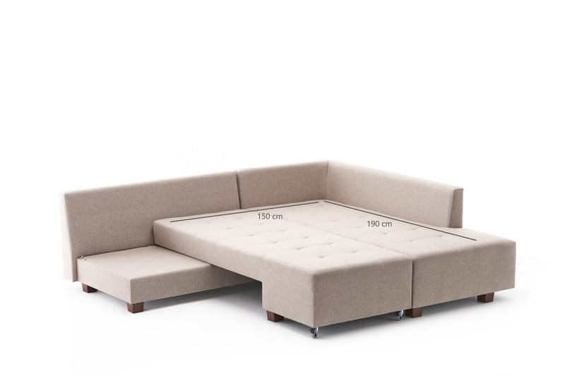 Brunei Sovesofa med Sjeselong Høyre - Kremhvit/Svart - Møbler - Sofaer - Sovesofaer