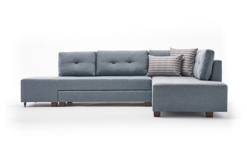 Brunei Sovesofa med Sjeselong Høyre - Lyseblå/Svart - Møbler - Sofaer - Sovesofaer