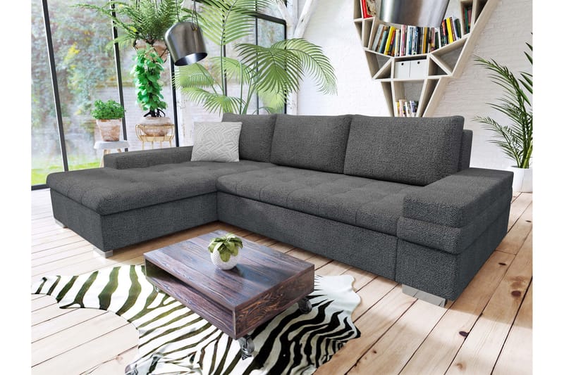 Bunty Sovesofa med Sjeselong 3-seter - Mørkegrå / Lysegrå - Møbler - Sofaer - Sovesofaer