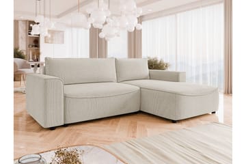 Burketown Sovesofa med Sjeselong 3-seter i Fløyel - Beige - Møbler - Sofaer - Sovesofaer