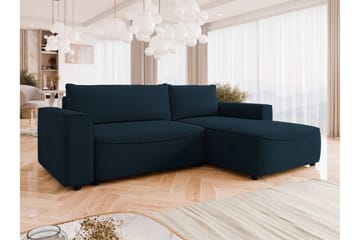 Burketown Sovesofa med Sjeselong 3-seter i Fløyel - Blå - Møbler - Sofaer - Sovesofaer
