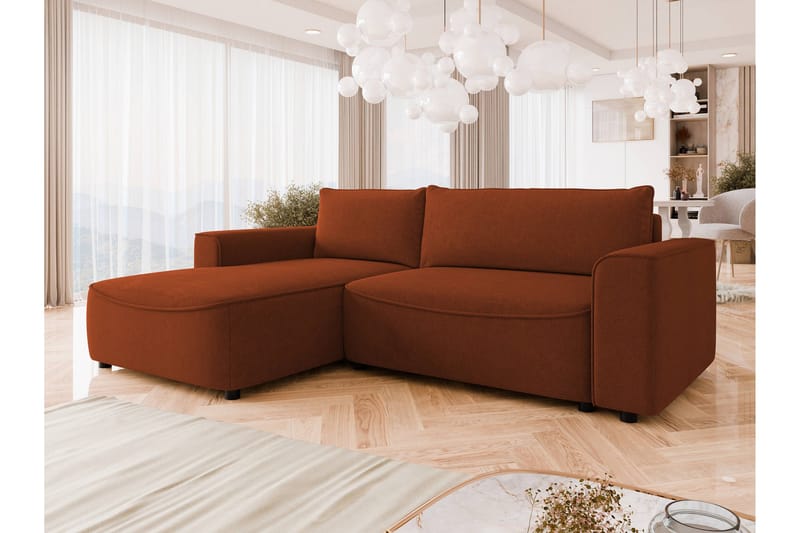 Burketown Sovesofa med Sjeselong 3-seter i Fløyel - Brun - Møbler - Sofaer - Sovesofaer