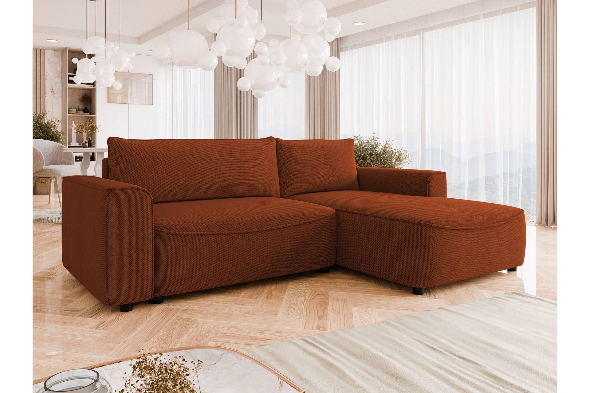Burketown Sovesofa med Sjeselong 3-seter i Fløyel - Brun - Møbler - Sofaer - Sovesofaer