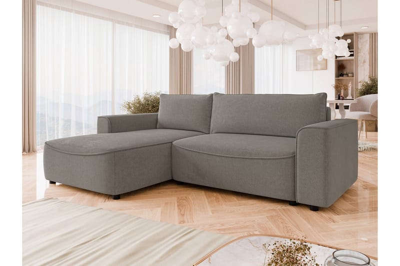 Burketown Sovesofa med Sjeselong 3-seter i Fløyel - Grå - Møbler - Sofaer - Sovesofaer