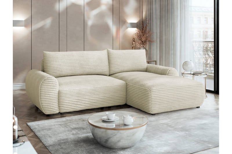 Burman Sovesofa med Sjeselong 3-seter i Manchester - Beige - Møbler - Sofaer - Sovesofaer
