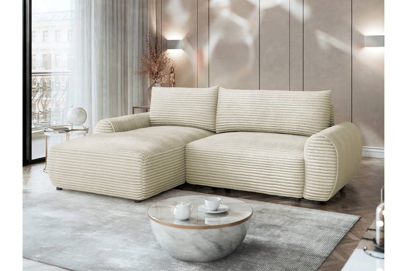 Burman Sovesofa med Sjeselong 3-seter i Manchester - Beige - Møbler - Sofaer - Sovesofaer