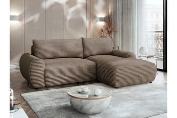 Burman Sovesofa med Sjeselong 3-seter i Manchester - Brun - Møbler - Sofaer - Sovesofaer