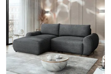 Burman Sovesofa med Sjeselong 3-seter i Manchester - Grå - Møbler - Sofaer - Sovesofaer