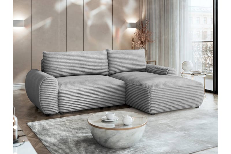 Burman Sovesofa med Sjeselong 3-seter i Manchester - Grå - Møbler - Sofaer - Sovesofaer