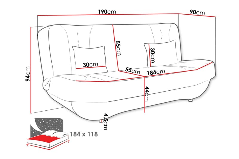 Burralla 2-seters Utfellbar Sovesofa 118x184 cm med Oppbevaring i Fløyel - Grønn - Møbler - Sofaer - Sovesofaer