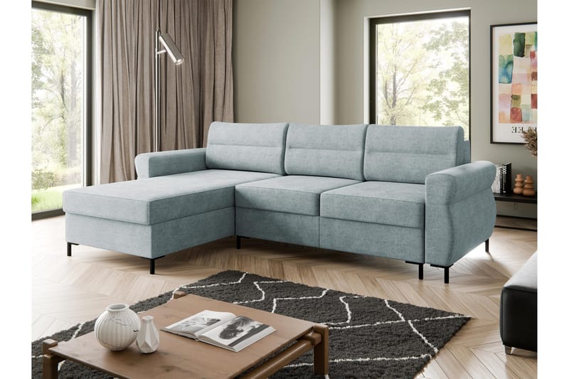 Busness Sovesofa med Sjeselong 3-seter i Plysj - Grå - Møbler - Sofaer - Sovesofaer