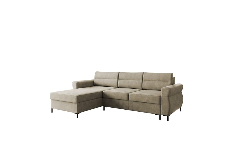 Busness Sovesofa med Sjeselong 3-seter i Plysj - Beige - Møbler - Sofaer - Sovesofaer