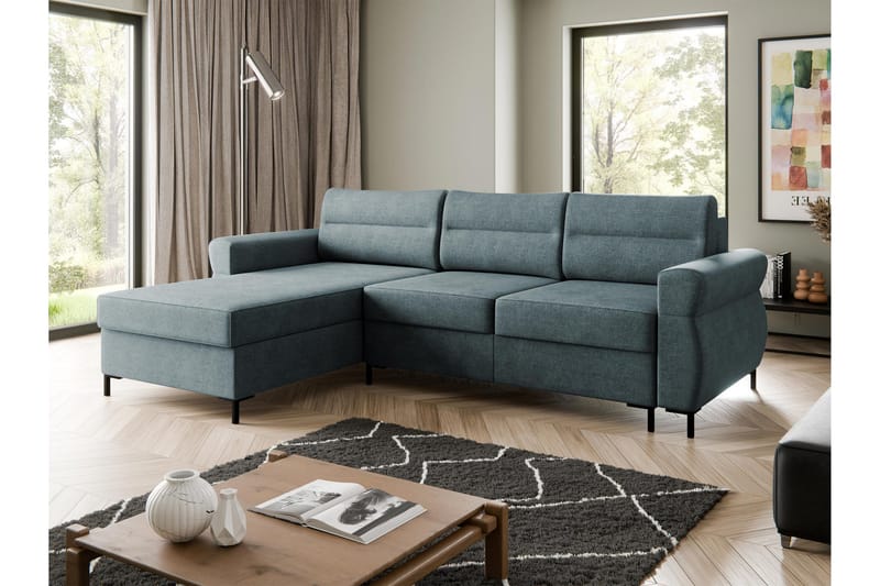 Busness Sovesofa med Sjeselong 3-seter i Plysj - Grå - Møbler - Sofaer - Sovesofaer