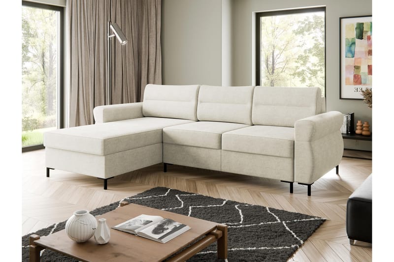 Busness Sovesofa med Sjeselong 3-seter i Plysj - Beige - Møbler - Sofaer - Sovesofaer