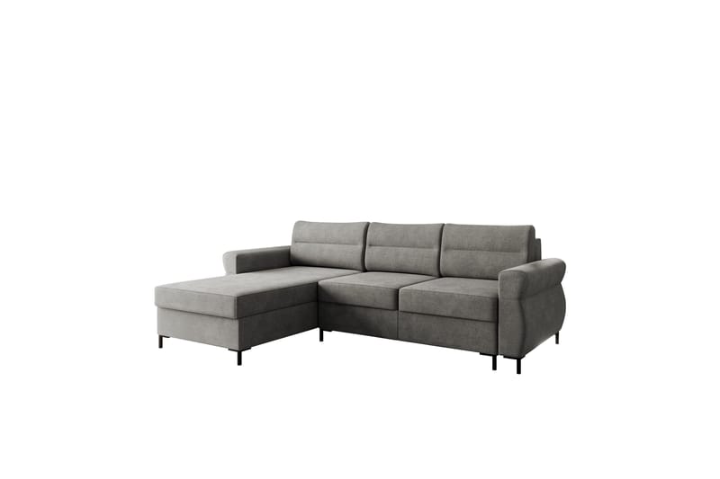 Busness Sovesofa med Sjeselong 3-seter i Plysj - Grå - Møbler - Sofaer - Sovesofaer