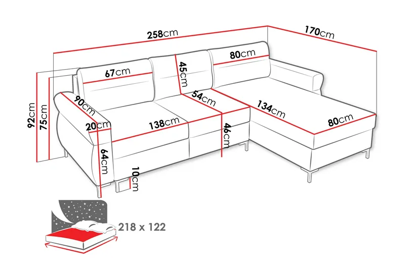 Busness Sovesofa med Sjeselong 3-seter i Plysj - Grå - Møbler - Sofaer - Sovesofaer