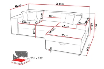 Bysantinsk Sovesofa Med 3-Seters Divan - Grå - Møbler - Sofaer - Sovesofaer