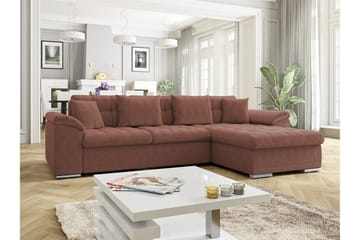 Camior 3-seter Høyre Hjørnesovesofa med Oppbevaring i Kordfløyel - Terrakotta - Møbler - Sofaer - Sovesofaer