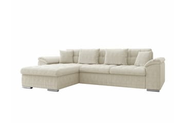Camior 3-seter Venstre Hjørnesovesofa 129x227 cm med Oppbevaring i Kordfløyel - Beige - Møbler - Sofaer - Sovesofaer