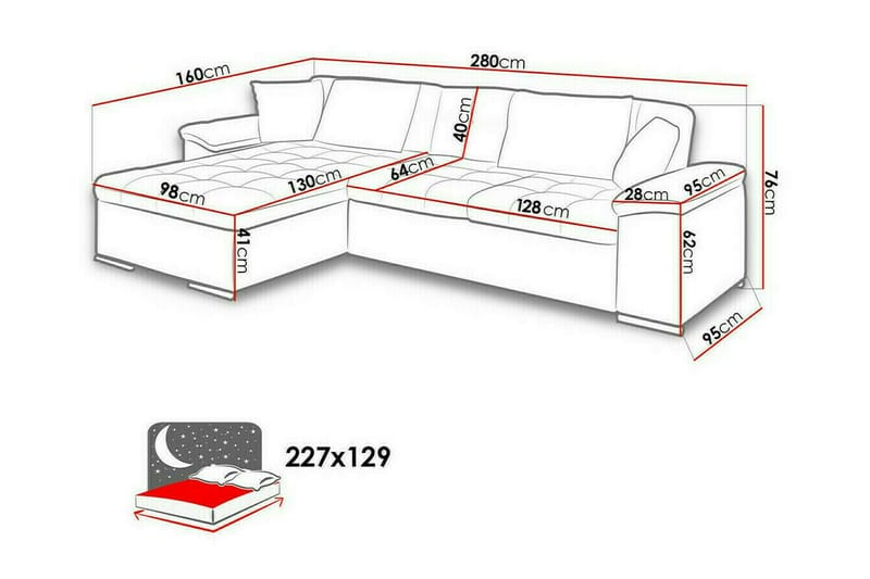 Camior 3-seters Hjørnesovesofa - Beige - Sovesofaer - Hjørnesovesofa